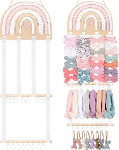 POVETIRE Headband Holder Bow Holder for Girls Hair Bows,Rainbow Hair Accessories Organizer Storage Wall Hanging Display for Nursery Toddler Girls Room in Saudi Arabia