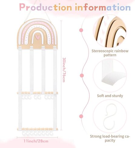 POVETIRE Headband Holder Bow Holder for Girls Hair Bows,Rainbow Hair Accessories Organizer Storage Wall Hanging Display for Nursery Toddler Girls Room in Saudi Arabia