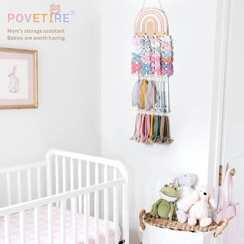 POVETIRE Headband Holder Bow Holder for Girls Hair Bows,Rainbow Hair Accessories Organizer Storage Wall Hanging Display for Nursery Toddler Girls Room in Saudi Arabia