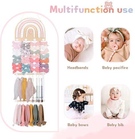 POVETIRE Headband Holder Bow Holder for Girls Hair Bows,Rainbow Hair Accessories Organizer Storage Wall Hanging Display for Nursery Toddler Girls Room in Saudi Arabia