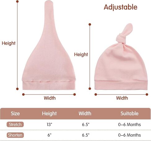 Durio Newborn Hats - Soft Adjustable Infant Hat 0-6 Months for Boys Girls Baby Sleep Cap Multi-Pack in Kuwait