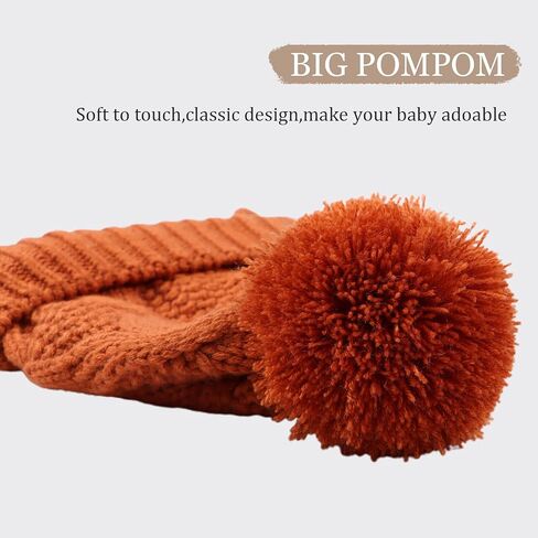 Baby Boys Winter Hat Infant Girls Hats with Pompom Toddler Knitted Earflaps Beanie Warm Fleece Kids Beanies in Kuwait