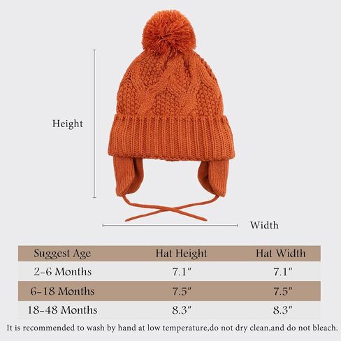 Baby Boys Winter Hat Infant Girls Hats with Pompom Toddler Knitted Earflaps Beanie Warm Fleece Kids Beanies in Kuwait