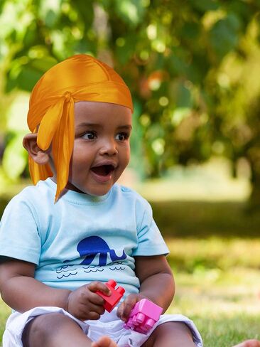8 قطع من قبعات Durag للأطفال من الساتان من الساتان مع ذيل طويل وأشرطة عريضة لـ 360 موجة in Saudi Arabia