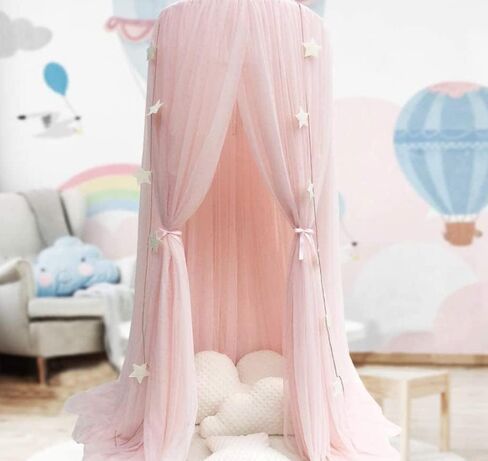 ADESIGNSTORE Modern Nursery Kids Bed Canopy - Baby Crib Bed Mosquito net Reading Nook - Princess House Castle Bed Hanging Sheer Canopy 10 Layers (White) in Saudi Arabia