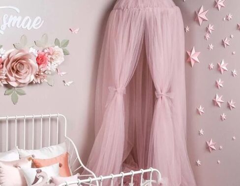 ADESIGNSTORE Modern Nursery Kids Bed Canopy - Baby Crib Bed Mosquito net Reading Nook - Princess House Castle Bed Hanging Sheer Canopy 10 Layers (White) in Saudi Arabia