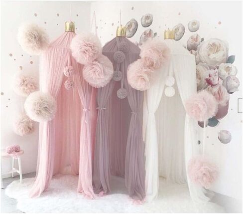 مظلة سرير للأطفال حديثي الولادة من ADESIGNSTORE - زاوية قراءة لسرير الأطفال وناموسية - سرير قلعة الأميرة هاوس معلق مظلة شفافة 10 طبقات (أبيض) in Kuwait