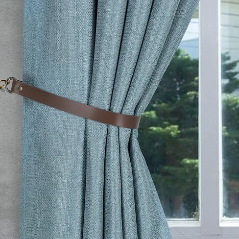 Home Queen Leather Curtain Tie Backs Attach to Wall, Outdoor Drape Holder Holdbacks Tiebacks with Hooks, Set of 2, Chocolate in Saudi Arabia