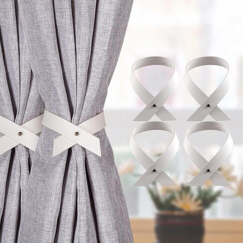 Home Queen Leather Curtain Tie Backs Attach to Wall, Outdoor Drape Holder Holdbacks Tiebacks with Hooks, Set of 2, Chocolate in Saudi Arabia