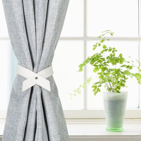 Home Queen Leather Curtain Tie Backs Attach to Wall, Outdoor Drape Holder Holdbacks Tiebacks with Hooks, Set of 2, Chocolate in Saudi Arabia