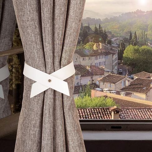 Home Queen Leather Curtain Tie Backs Attach to Wall, Outdoor Drape Holder Holdbacks Tiebacks with Hooks, Set of 2, Chocolate in Saudi Arabia