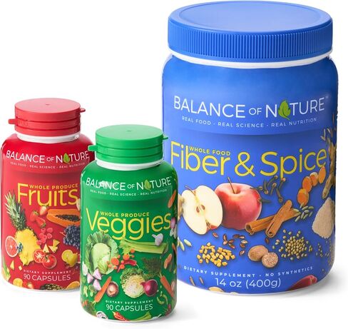 Balance of Nature Whole Health System - Whole Food Fruits & Veggies & Spice Powder Drink Mix - Superfoods, Antioxidants & Natural Fiber - Digestion Support - 30 Servings Each in Kuwait