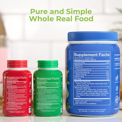 Balance of Nature Whole Health System - Whole Food Fruits & Veggies & Spice Powder Drink Mix - Superfoods, Antioxidants & Natural Fiber - Digestion Support - 30 Servings Each in Kuwait