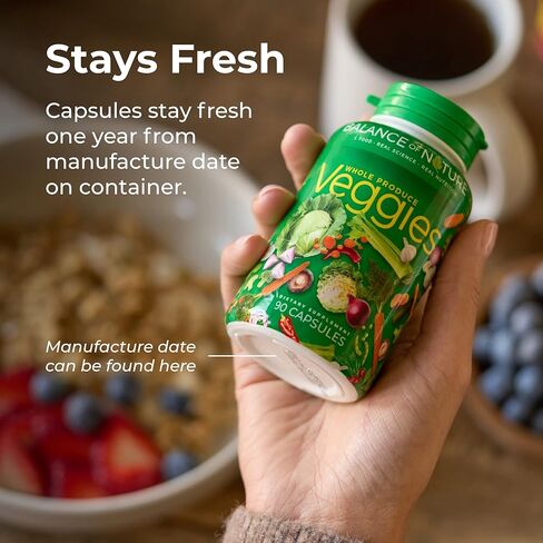 Balance of Nature Whole Health System - Whole Food Fruits & Veggies & Spice Powder Drink Mix - Superfoods, Antioxidants & Natural Fiber - Digestion Support - 30 Servings Each in Kuwait