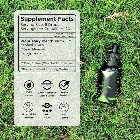 NATURIATE Sundried Shilajit Liquid Drops - Pure Himalayan Authentic 60 Days Sun Dried Shilajit - Source of Natural Herbal Trace Minerals, Fulvic Acid 85% - Humic Acid 12% (30ml, Pack of 1) in Saudi Arabia