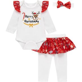 طقم ملابس باكجونو بيبي جيرلز ماي فيرست كريسماس بأكمام طويلة in Kuwait