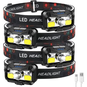 LHKNL Headlamp Rechargeable, Lumen Super Bright Motion Sensor Head Lamp Flashlight,2-Pack Waterproof LED Headlight with White Red Light,8 Modes Head Lights for Camping Cycling Running Fishing in Saudi Arabia