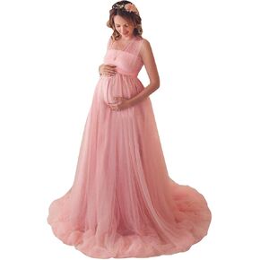 Women's Convertible Multi Way Wrap Tulle Maternity Dress Fit Maxi Off Shoulder Evening Gown for Photoshoot Baby Shower in Saudi Arabia