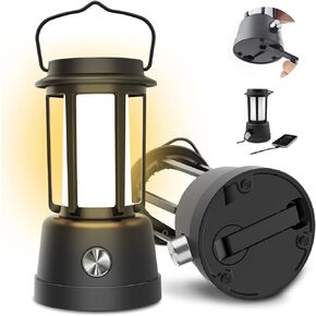 فانوس تخييم LED، يعمل بالطاقة الشمسية 6000 مللي أمبير في الساعة / كرنك يدوي / مصابيح تخييم قابلة لإعادة الشحن USB-C، 3 أوضاع إضاءة 3500 لومين قابلة للتعتيم وأضواء خيمة معلقة مقاومة للماء لفشل انقطاع التيار الكهربائي المنزلي في حالات الطوارئ in Kuwait