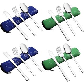 أدوات مائدة للتخييم من الفولاذ المقاوم للصدأ مع حقيبة حمل، مجموعة من 2 in Kuwait