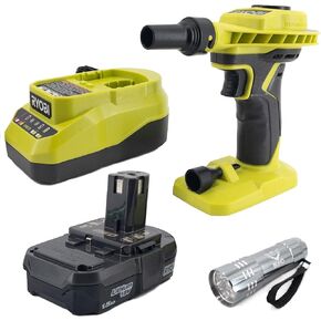 Ryobi P738T High Volume Air Inflator Bundle; 18-Volt ONE+ Lithium-Ion Cordless Power Inflator with (1) 1.5 Ah Battery and (1) 18-Volt Charger and Buho Flashlight in Kuwait