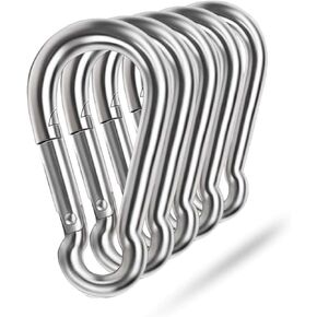 304 Stainless Steel Chain Quick Links, 5 Pack 1/4" Locking Carabiners, D Shape Repair Chain for Large Dog Chain, Camping Equipment, Outdoor Living, Gym, Boating, Hammock
