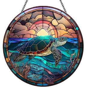 MATIHAY Sea Turtle Acrylic Window Hanging, Turtle Wall Hanging Ocean Themed Party Decorations, Turtle Wall Art Decor for Home, Office, Housewarming Gift (L, Turtle) in Kuwait