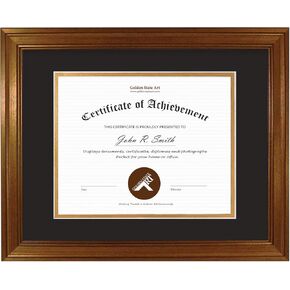 Golden State Art، إطار وثيقة ذهبي داكن مقاس 11x14 لدبلوم/شهادة 8.5x11، شماعات مسننة للتركيب على الحائط مع زجاج حقيقي (حصيرة مزدوجة سوداء/ذهبية، عبوتان) in Saudi Arabia