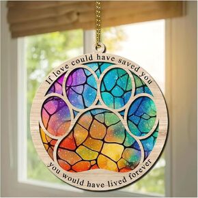 Hyturtle Pet Memorial Suncatcher Gifts for Loss of Dog Cat - Paw Dog Cat Memorial Ornament - Pet Memorial Gifts, Sympathy Remembrance Gifts for Loss of Pet, Pet Memorial Gifts for Christmas in Saudi Arabia