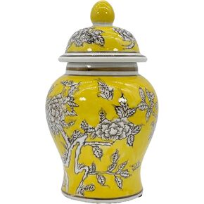 Galt International 8" Ceramic Ginger Jar with Lid - Tea Storage, Decorative, Home Decor Jar (Orange & White) in Kuwait