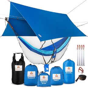 Cushy Camper Premium Hammock with Rain Fly, Bug Net, Tree Straps, and Dry Bag - Complete Camping Hammock System with Mesh Bug Net - Outdoor Combo Kit with Rainfly Bundle for Backpacking… in Saudi Arabia
