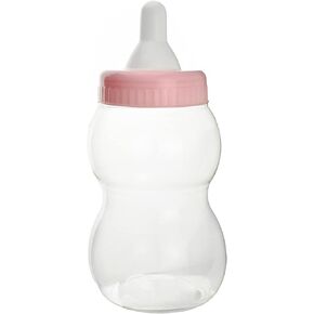 Jumbo Milk Bottle Coin Bank Baby Shower Plastic Container, 13-inch, Light Pink, Big Baby Bottle for Shower Game