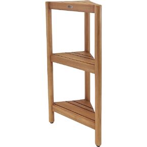 SPATEAK Asta Select Solid Teak Free Standing Corner Shelf, 3-Tier Bathroom Corner Stand, Corner Rack for Bathroom, Kitchen, Living Room, Bedroom, Fully Assembled, ST-80 in Saudi Arabia