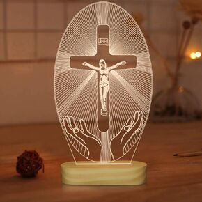 Baptism Gifts for Boys, Jesus Decor, Jesus Cross Night Night, USB Power Warm Colors Bedside Lamp for Baptism Decorations in Kuwait
