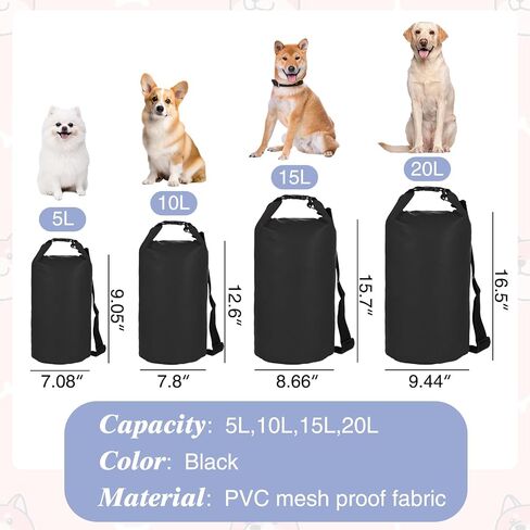 Apatal Dog Food Travel Bag, 20L Large Pet Food Travel Storage Bag with Shoulder Strap Waterproof Portable Puppy Feeder Container Food System to Keep Food Fresh for Camping Hiking-Black in Saudi Arabia