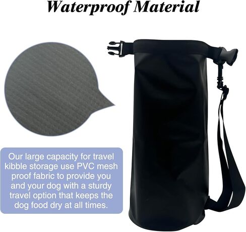 Apatal Dog Food Travel Bag, 20L Large Pet Food Travel Storage Bag with Shoulder Strap Waterproof Portable Puppy Feeder Container Food System to Keep Food Fresh for Camping Hiking-Black in Saudi Arabia
