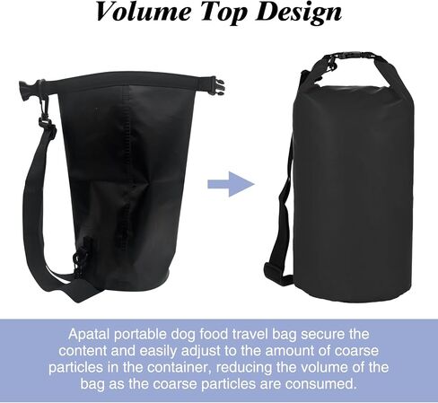 Apatal Dog Food Travel Bag, 20L Large Pet Food Travel Storage Bag with Shoulder Strap Waterproof Portable Puppy Feeder Container Food System to Keep Food Fresh for Camping Hiking-Black in Saudi Arabia