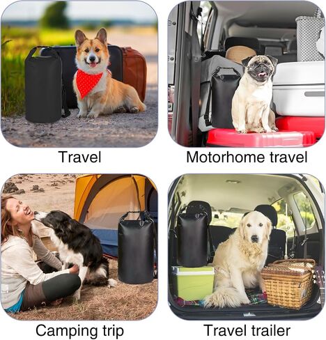Apatal Dog Food Travel Bag, 20L Large Pet Food Travel Storage Bag with Shoulder Strap Waterproof Portable Puppy Feeder Container Food System to Keep Food Fresh for Camping Hiking-Black in Saudi Arabia