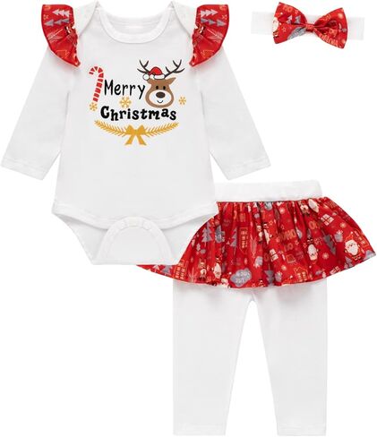 طقم ملابس باكجونو بيبي جيرلز ماي فيرست كريسماس بأكمام طويلة in Kuwait