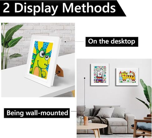 BEAUTIFABLE 2 Pcs Kids Art Frames 8.5x11 Front Opening with Stand, Artwork Display Storage Picture Frames Changeable with 40 Papers and 4 Rulers in Kuwait