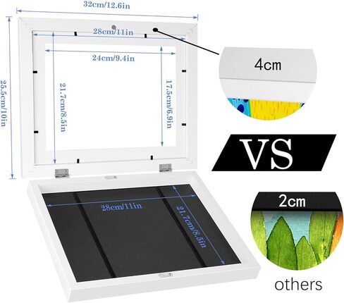 BEAUTIFABLE 2 Pcs Kids Art Frames 8.5x11 Front Opening with Stand, Artwork Display Storage Picture Frames Changeable with 40 Papers and 4 Rulers in Kuwait