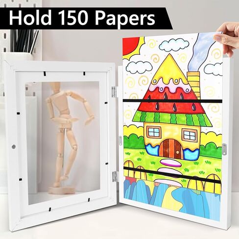 BEAUTIFABLE 2 Pcs Kids Art Frames 8.5x11 Front Opening with Stand, Artwork Display Storage Picture Frames Changeable with 40 Papers and 4 Rulers in Kuwait