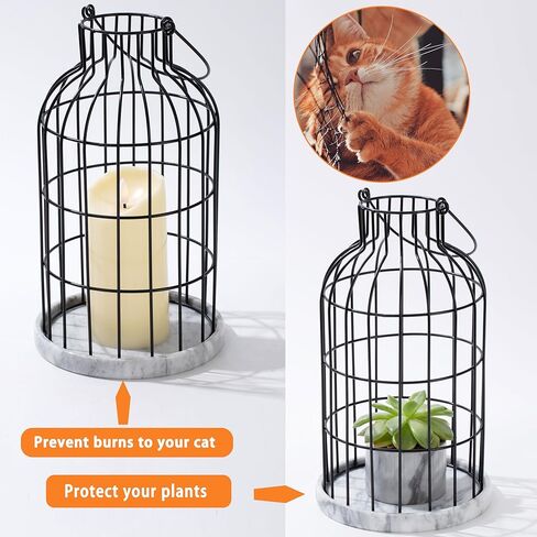 فانوس ديكور عصري لمنزل المزرعة - فوانيس شموع بقاعدة من الرخام الطبيعي لديكور غرفة المعيشة - فوانيس مزخرفة لديكور المنزل، ديكور رف المدفأة، طاولة طعام المطبخ in Kuwait