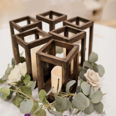 Wedding Lantern Centerpiece, Set of 2 Rustic Wedding Table Decoration, Farmhouse Decor, Wooden Candle Holder, Country Barn Wedding Gift （No assembly required） in Saudi Arabia