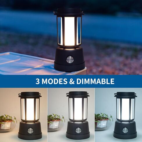 فانوس تخييم LED، يعمل بالطاقة الشمسية 6000 مللي أمبير في الساعة / كرنك يدوي / مصابيح تخييم قابلة لإعادة الشحن USB-C، 3 أوضاع إضاءة 3500 لومين قابلة للتعتيم وأضواء خيمة معلقة مقاومة للماء لفشل انقطاع التيار الكهربائي المنزلي في حالات الطوارئ in Kuwait