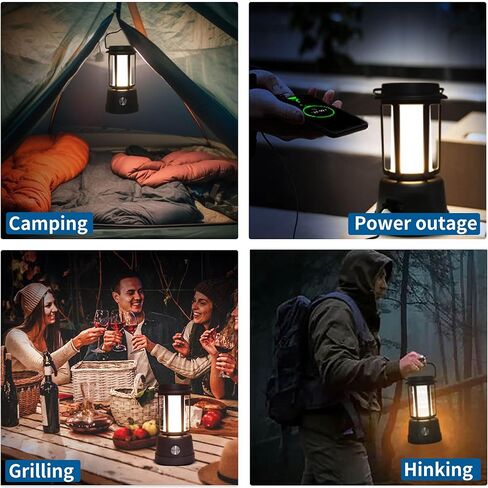 فانوس تخييم LED، يعمل بالطاقة الشمسية 6000 مللي أمبير في الساعة / كرنك يدوي / مصابيح تخييم قابلة لإعادة الشحن USB-C، 3 أوضاع إضاءة 3500 لومين قابلة للتعتيم وأضواء خيمة معلقة مقاومة للماء لفشل انقطاع التيار الكهربائي المنزلي في حالات الطوارئ in Kuwait