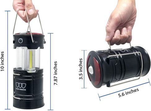 فانوس LED ذهبي مدرع، فوانيس تخييم أكثر سطوعًا 2X، قابلة للطي مع ضوء أحمر 4 أوضاع، ضوء طوارئ يعمل بالبطارية لانقطاع الأعاصير، ملحقات معدات النجاة (عبوتان) in Kuwait