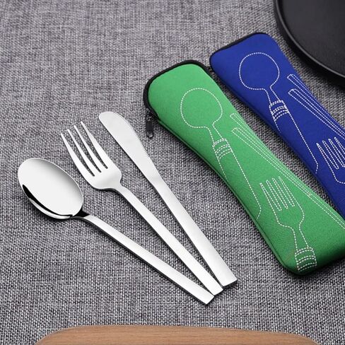 أدوات مائدة للتخييم من الفولاذ المقاوم للصدأ مع حقيبة حمل، مجموعة من 2 in Kuwait