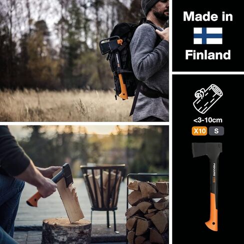Fiskars Chopping Axe S X10 ، تتضمن حقيبة التخزين والحمل ، الطول: 44 سم ، طبقة غير لاصقة ، مقبض من الشفرة/الألياف الصلب عالي الجودة ، أسود/برتقالي ، 1015619 in Kuwait
