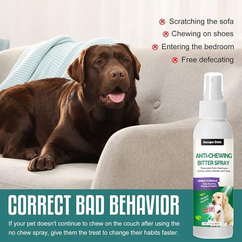 Inscape Data No Chew Spray for Dogs, Effective Bitter Spray for Dogs to Stop Chewing Christmas Tree & Furniture & Curtains - Alcohol Free, Indoor & Outdoor Use in Kuwait